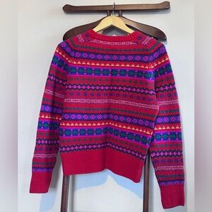 J.Crew Fair Isle Crewneck Wool Sweater — Red Multi